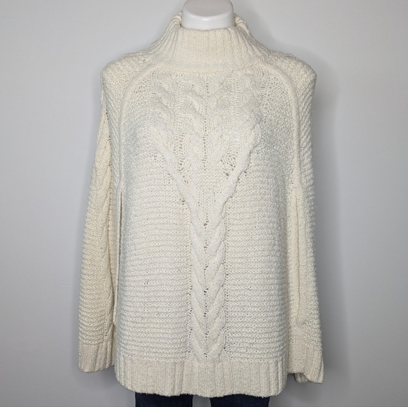 Draper James Grace & Charm off white cable knit poncho sweater XS/S - Picture 1 of 8